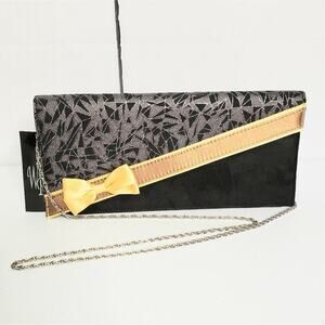 VINTAGE - Wild Rose Faux Suede Bow Accent Formal Evening Clutch NWT